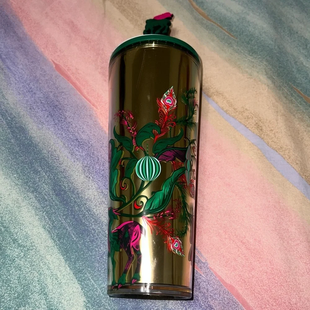 Starbucks 2024 Holiday Cold Cup Venti Tumbler with Reindeer Straw Topper